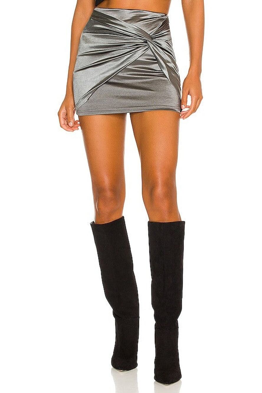 Superdown Samara Knot Mini Skirt - XS - Silver